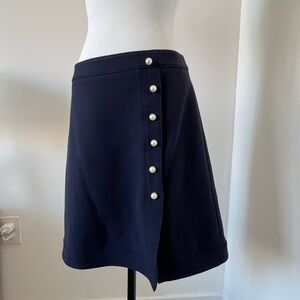 Ann Taylor Navy Mini Skirt with Button Detail
